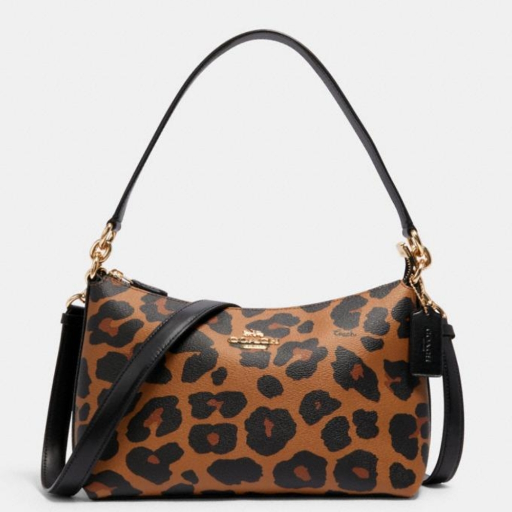 Coach Lewis Shoulder Bag With Leopard Print NEW